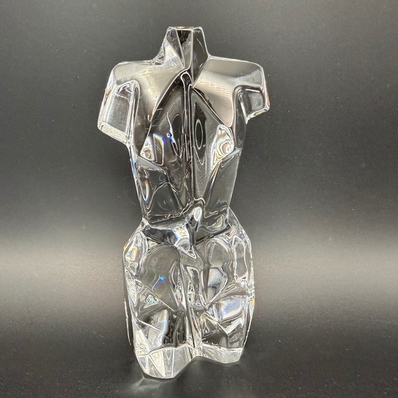 Daum Other - Daum Crystal Athena Torso Sculpture Faceted Modernist Art Glass Paperweight